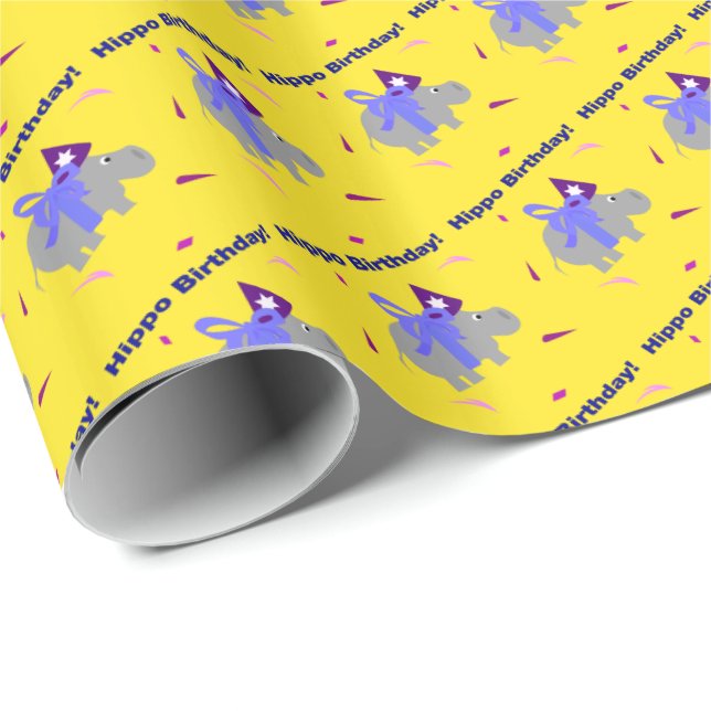 Hippo Birthday Gift Wrap Wrapping Paper (Roll Corner)