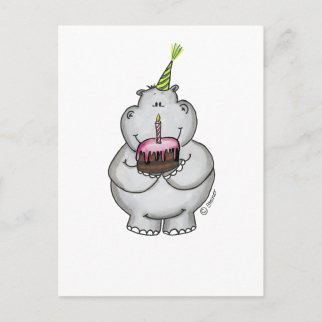 Hippo Birthday - Happy Birthday Postcard (Front)