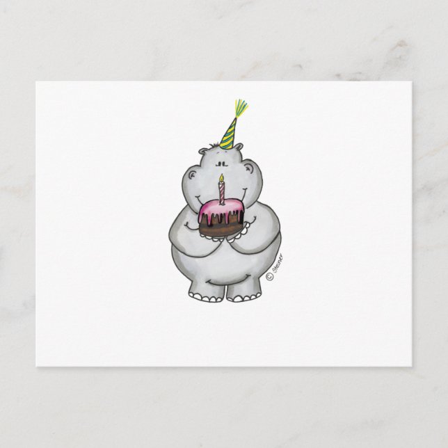 Hippo Birthday - Happy Birthday Postcard (Front)