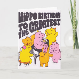 Hippo Birthday Letterpress Card