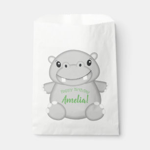 Hippo Birthday Party Green Favour Bags