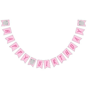Hippo Birthday Party Pink Bunting