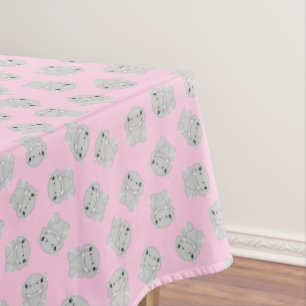 Hippo Birthday Party Pink Tablecloth