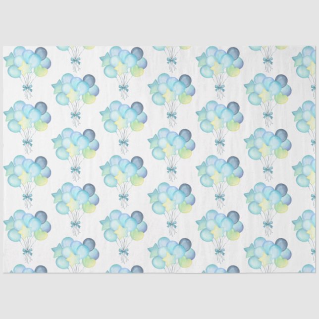 Hippo Birthday soft blue  Tissue Paper (Front)