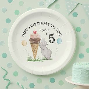 Hippo Birthday to You Birthday Party Paper Plate