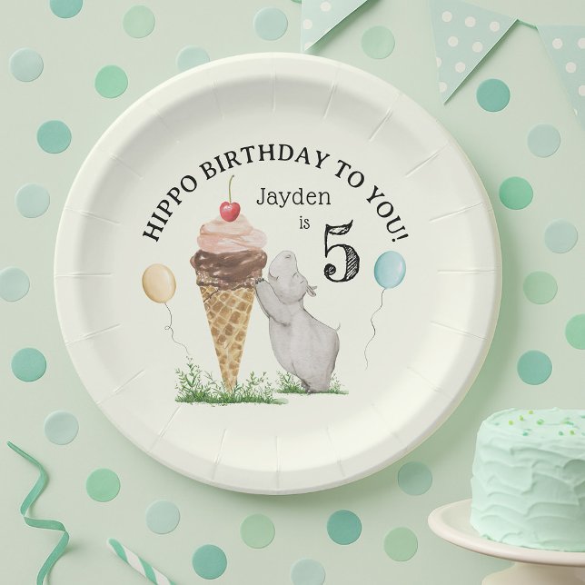Hippo Birthday to You Birthday Party Paper Plate (Hippo Birthday to You Birthday Party Paper Plates)
