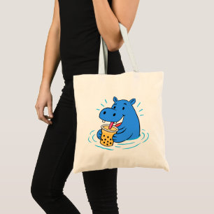 Hippo Boba Tote Bag