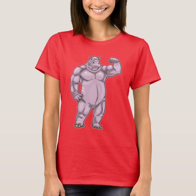Hippo Bodybuilder Bodybuilding T-Shirt (Front)