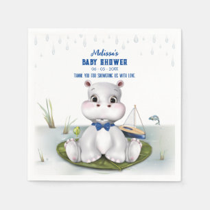 Hippo Boy Baby Shower Napkin