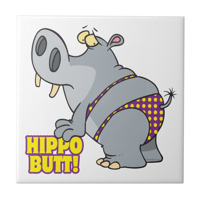 hippo butt bikini hippopotamus tile (Front)