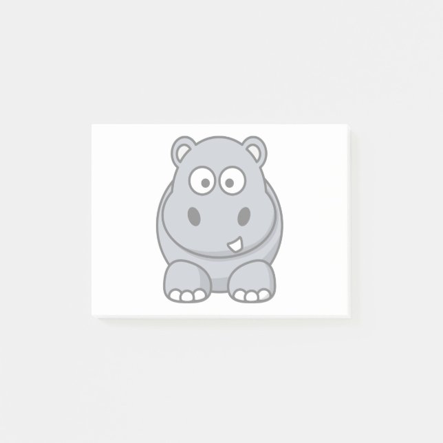 Hippo Cartoon Art Post-it Notes (Front)