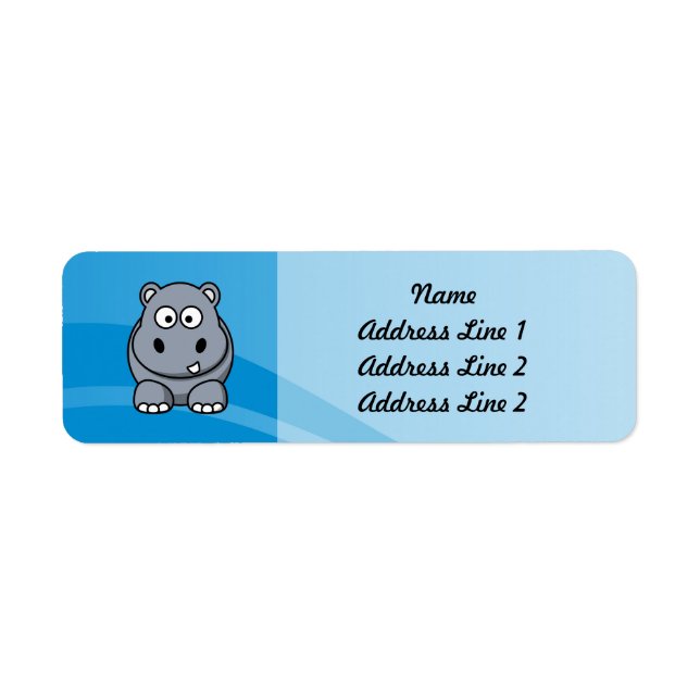 Hippo Cartoon With Blue Water Background (Front)