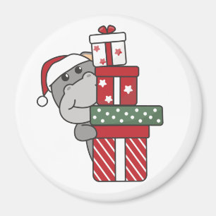 Hippo Christmas Gift Winter Animals Hippos Magnet
