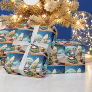 Hippo Christmas Hawaiian Themed for Animal Lovers Wrapping Paper