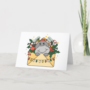Hippo Christmas Letter Winter Animals Hippos Holid Holiday Card