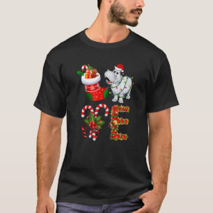 Hippo Christmas Lights Led  Santa Hat Christmas T-Shirt