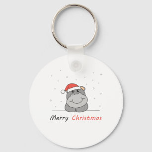 Hippo Christmas Snow Winter Animals Hippos Key Ring