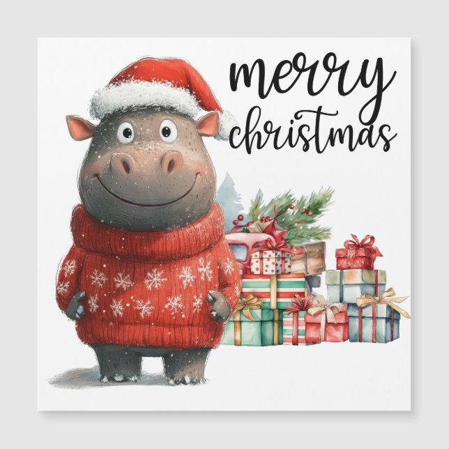 Hippo Christmas Themed for Animal Lovers (Front)