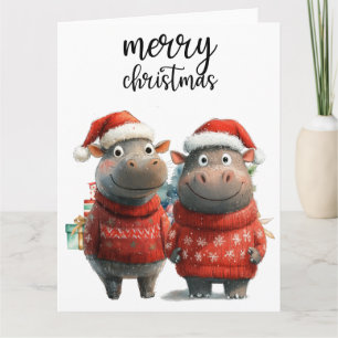 Hippo Christmas Themed for Animal Lovers Card