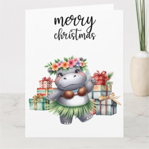 Hippo Christmas Themed for Animal Lovers Card