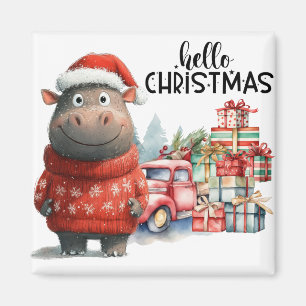 Hippo Christmas Themed for Animal Lovers Magnet