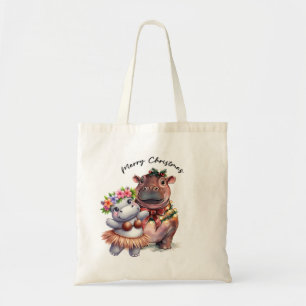Hippo Christmas themed Tote Bag
