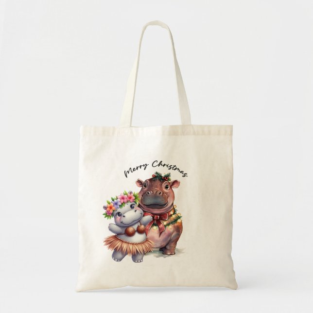 Hippo Christmas themed  Tote Bag (Front)