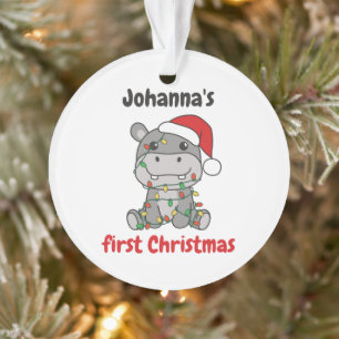 Hippo Christmas Winter Babys first Christmas Ornament