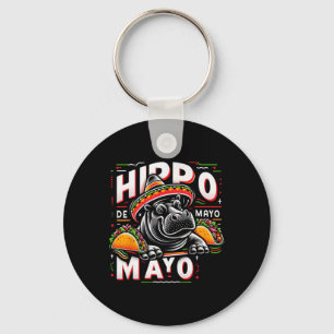 Hippo Cinco De Mayo Funny Mexico Hippopotamus Funn Key Ring