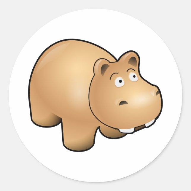 Hippo Classic Round Sticker (Front)