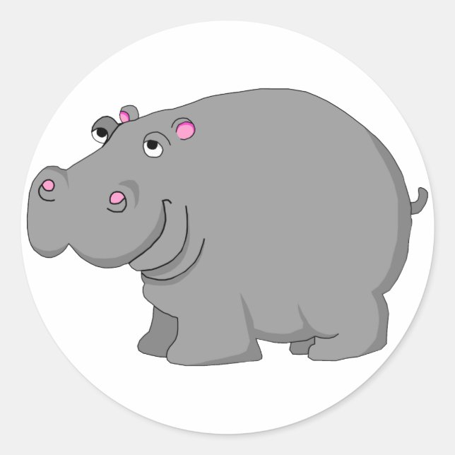 hippo classic round sticker (Front)