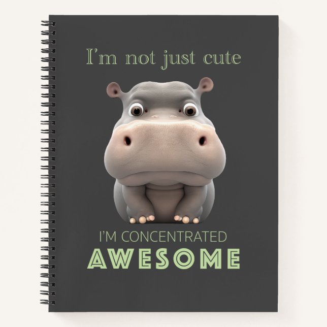 Hippo Concentrated Awesome Cute Adorable Funny  Notebook (Front)