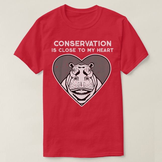 Hippo Conservation Heart T-Shirt (Design Front)