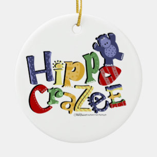 Hippo Crazee- for the really crazy Hippo Lover Ceramic Tree Decoration