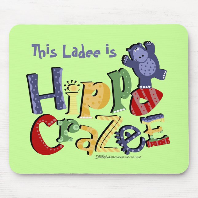 Hippo Crazee (on light colours) Mouse Pad (Front)