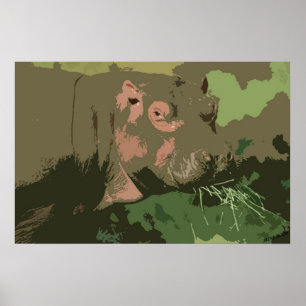 Hippo Deco Portrait Poster
