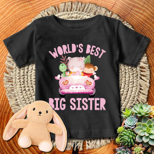 Hippo, Dino, Monkey   World's Best Big Sister Baby T-Shirt