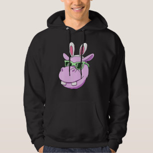 Hippo Easter Bunny Rabbit Ears Cute Hoodie