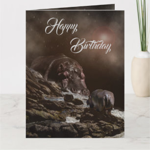 Hippo Enchanted Evening, Big Birthday Card