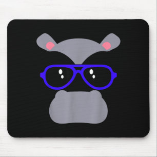 Hippo face eyelashes glasses funny halloween mouse pad