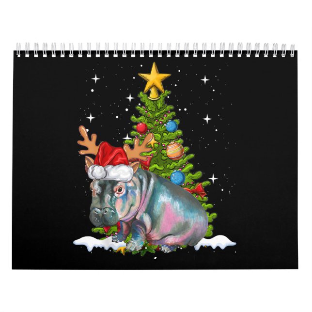 Hippo Fiona Christmas Tree Hippopotamus Calendar (Cover)
