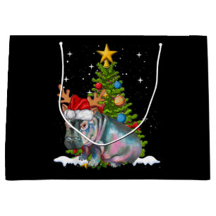 Hippo Fiona Christmas Tree Hippopotamus Large Gift Bag