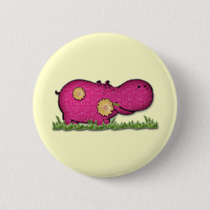 hippo fun 6 cm round badge