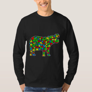 Hippo Funny Puzzle Animals Autism Awareness T-Shirt