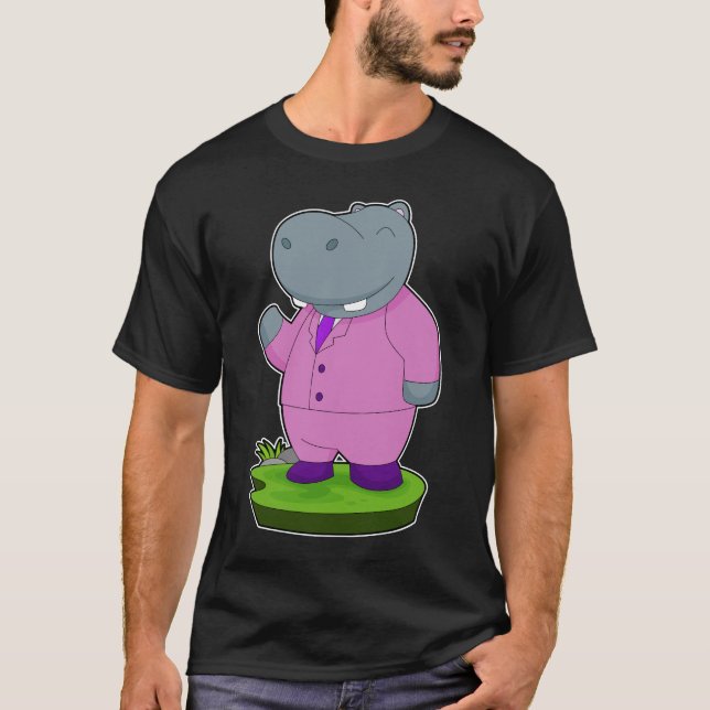 Hippo Groom Suit Wedding T-Shirt (Front)