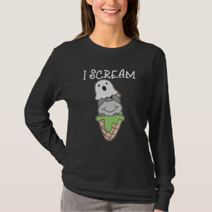 Hippo Halloween Ghost I Scream Ice Cream Pun T-Shirt