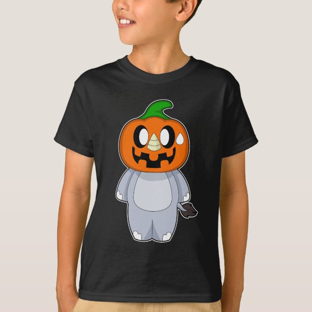 Hippo Halloween Pumpkin T-Shirt (Front)