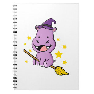 Hippo Halloween Witch For Halloween Notebook