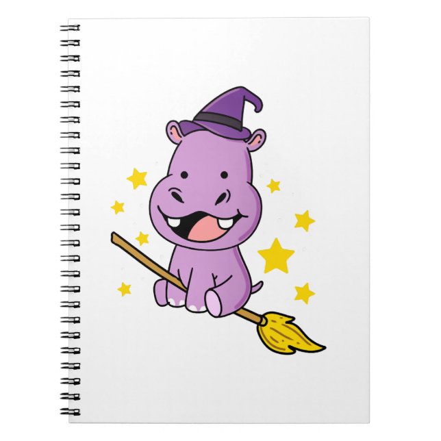 Hippo Halloween Witch For Halloween Notebook (Front)
