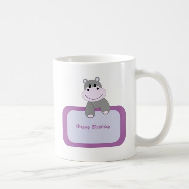 Hippo Happy Birthday Coffee Mug (Right)